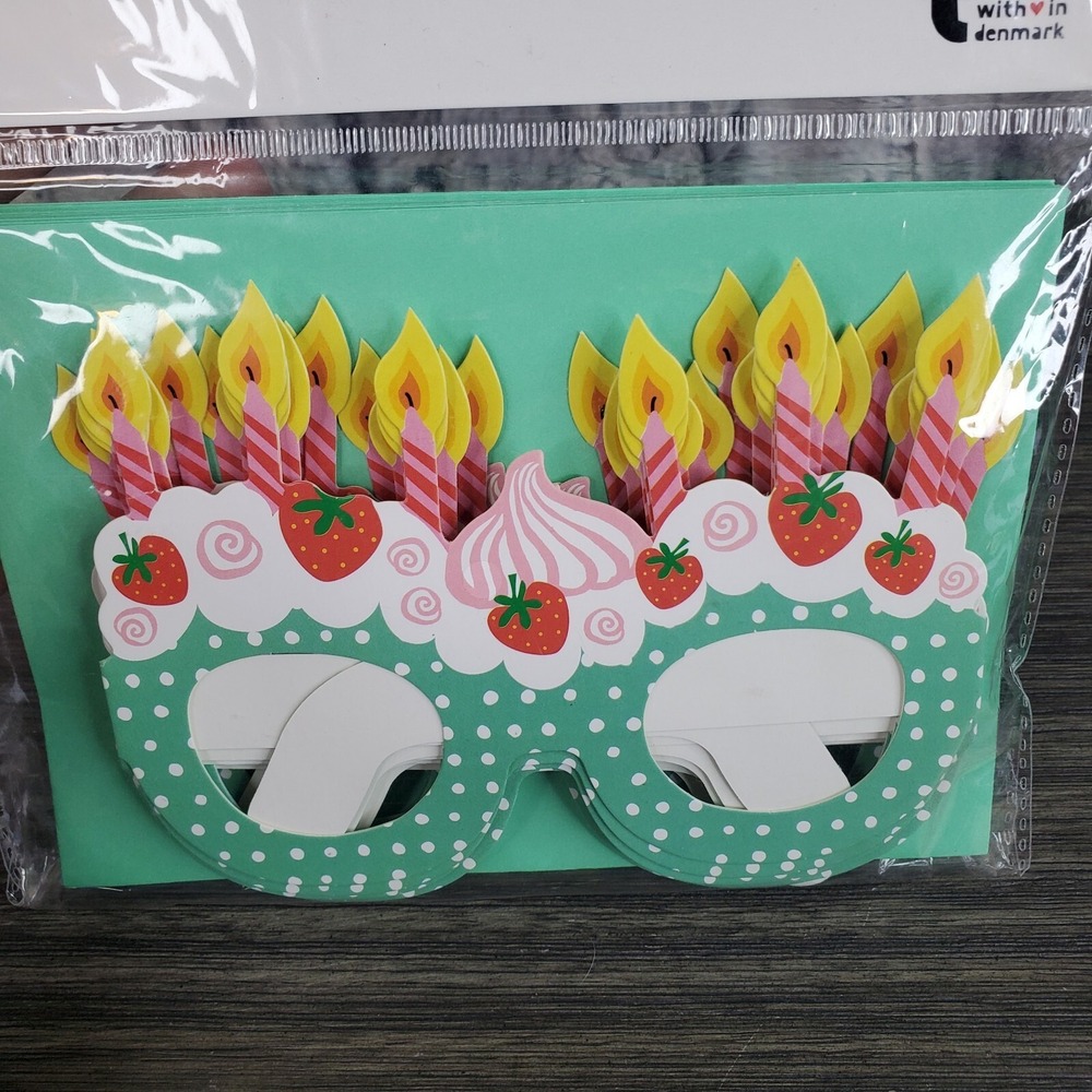 Wearable Birthday Party Cake And Candle INVITATIONS Paper Glasses - 10 Count - Picture 2 of 5